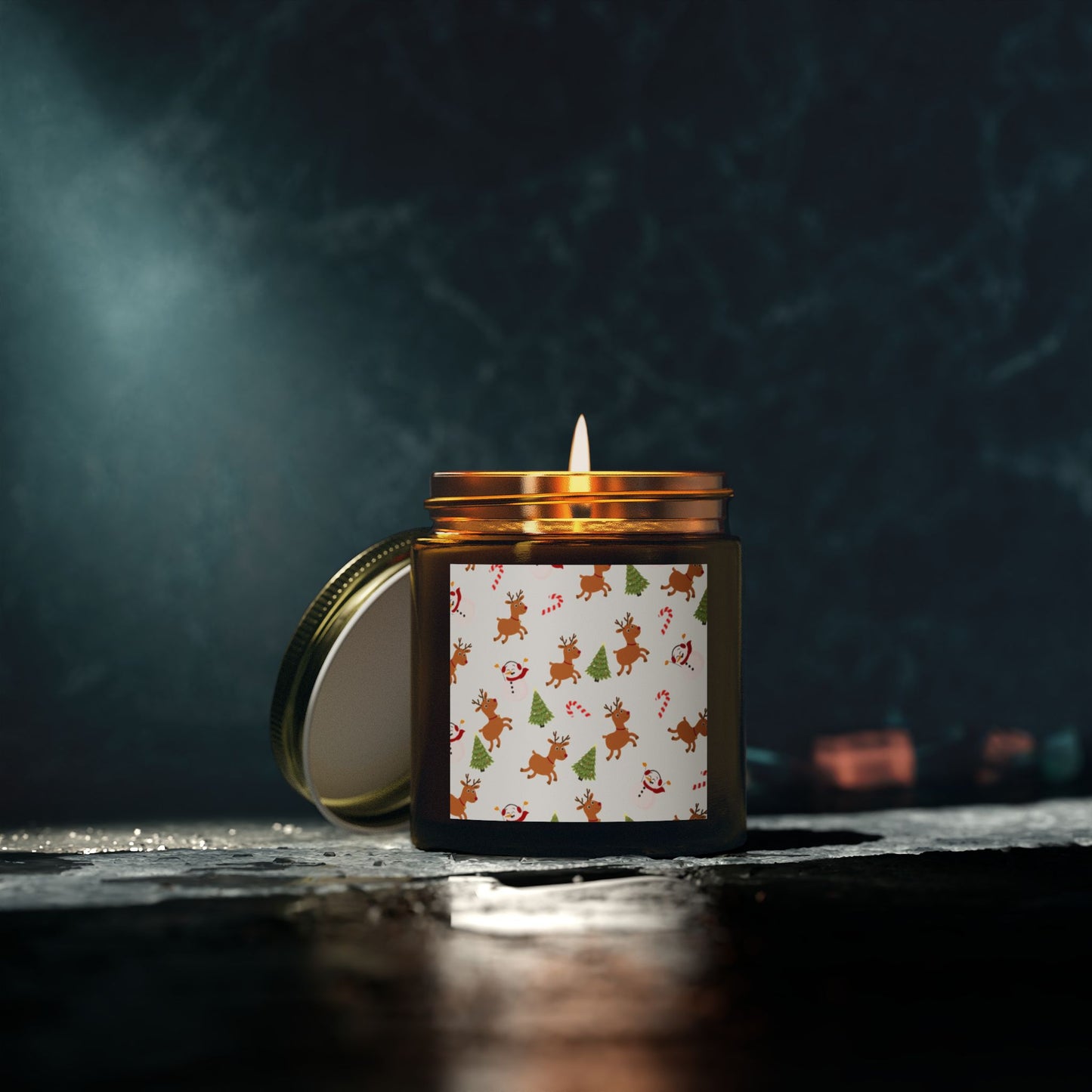frosty deer scented candle, coconut apricot wax (4oz, 9oz)
